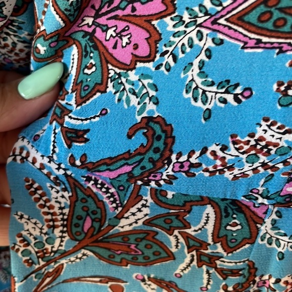 LOFT Bouquet Mock neckline MIDI dress paisley cendre blue NWT L/S zipped back 10 - Picture 8 of 16